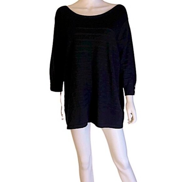 LAURAPLUS Petite black 3/4 long-sleeve textured knit sweater. Sz 3X Petite - Picture 8 of 16